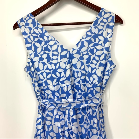 G.H. Bass & Co. Blue & White Floral Cotton Tie Back V-Neck Sundress Size 2 - Picture 6 of 12